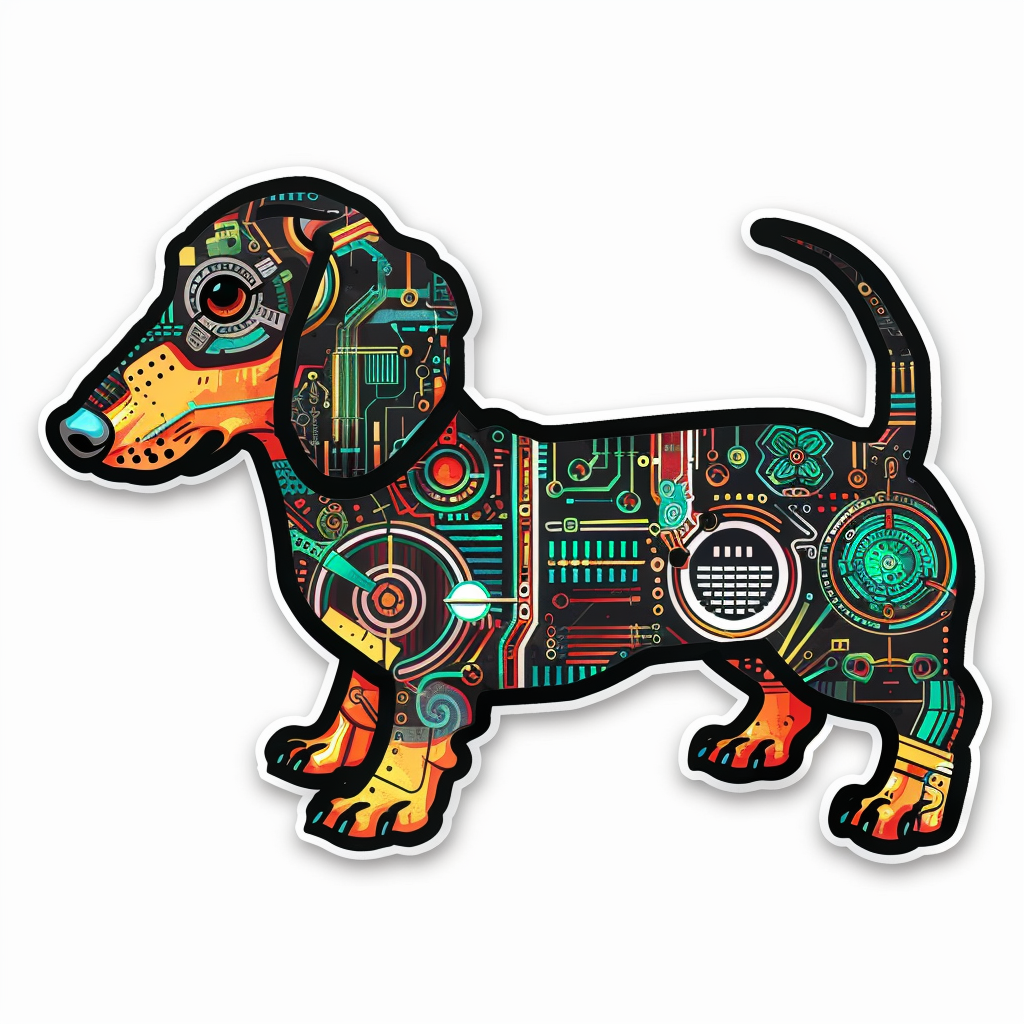 Dachshund Dog cyber punk Vinyl Decal Sticker for Car, Laptop, Tumbler and more # F012883