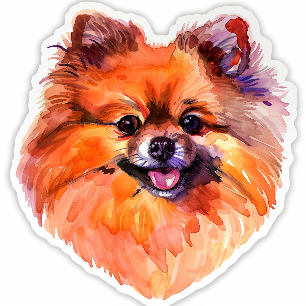 Sticker of a Pomeranian Dog majestic Expressive surreal Heartcore Vinyl Decal Sticker for Car, Laptop, Tumbler and more # F014072