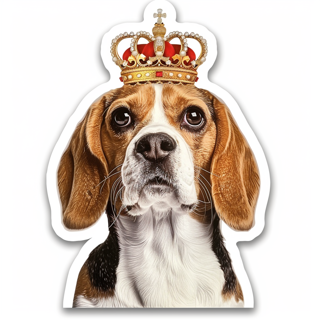 Beagle dog crowned Vinyl Decal Sticker for Car, Laptop, Tumbler and more # F011826