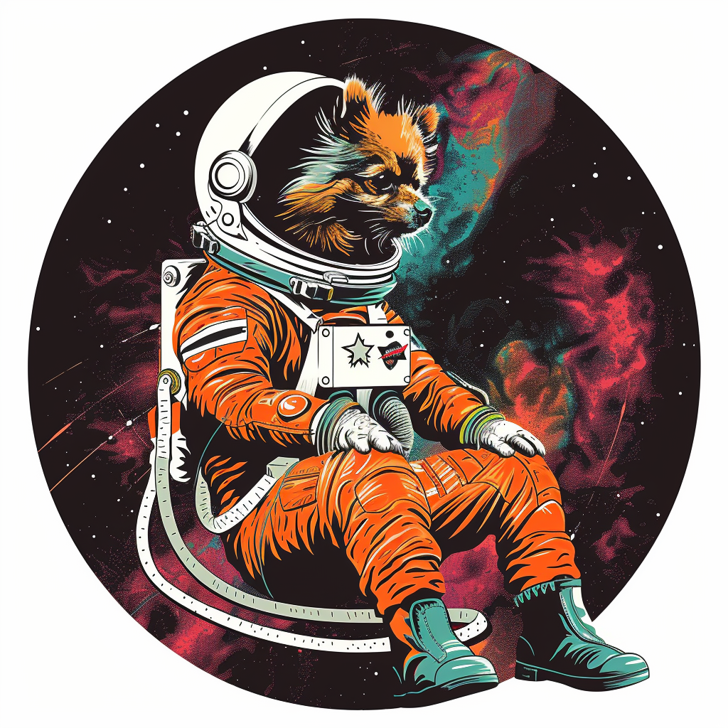 Sticker of a Pomeranian Dog astronaut majestic Expressive surreal Vinyl Decal Sticker for Car, Laptop, Tumbler and more # F013870