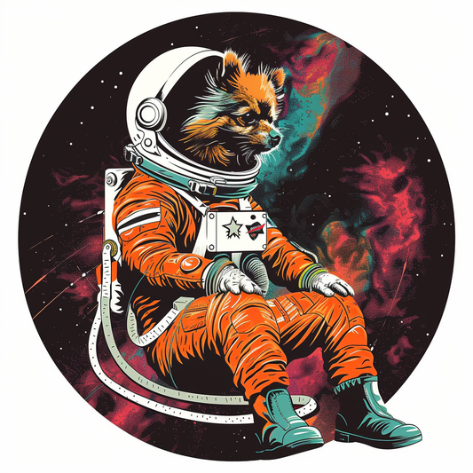Sticker of a Pomeranian Dog astronaut majestic Expressive surreal Vinyl Decal Sticker for Car, Laptop, Tumbler and more # F013870