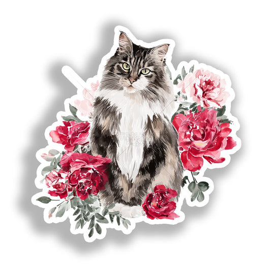 Norwegian Forest Cat Vinyl Decal Sticker for Car, Laptop, Tumbler and more # A019320-4" x 4"