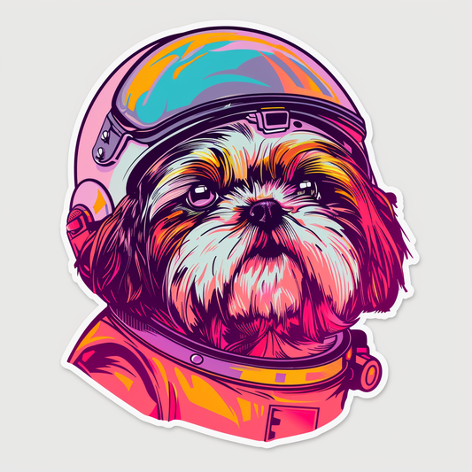 Adorable Shih Tzu Dog Expressive surreal Vinyl Decal Sticker for Car, Laptop, Tumbler and more # F018155