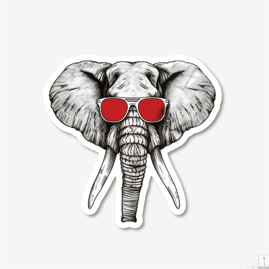 Elephant Expressive surreal Vinyl Decal Sticker for Car, Laptop, Tumbler and more # F022249-4" x 4"