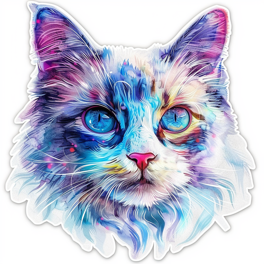 Adorable Turkish Angora Cat  Vinyl Decal Sticker for Car, Laptop, Tumbler and more # F020774-4" x 4"