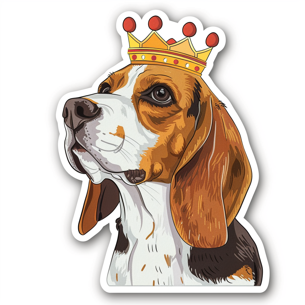 Beagle dog crowned Vinyl Decal Sticker for Car, Laptop, Tumbler and more # F011842