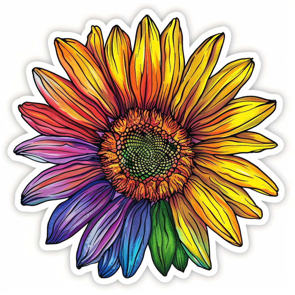 Sunflower flower majestic Expressive surreal Vinyl Decal Sticker for Car, Laptop, Tumbler and more # F023085
