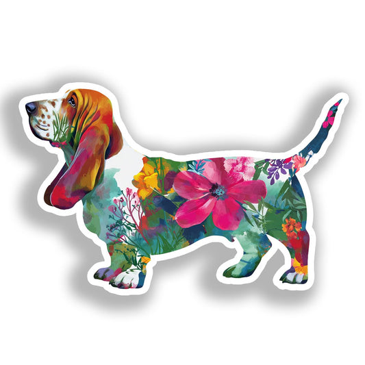 Basset Hound Dog Vinyl Decal Sticker for Car, Laptop, Tumbler and more # A018685-4" x 4"