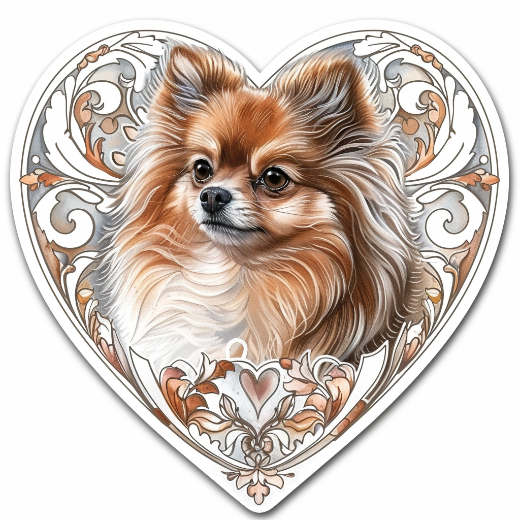 Sticker of a Pomeranian Dog majestic Expressive surreal Heartcore Vinyl Decal Sticker for Car, Laptop, Tumbler and more # F014011