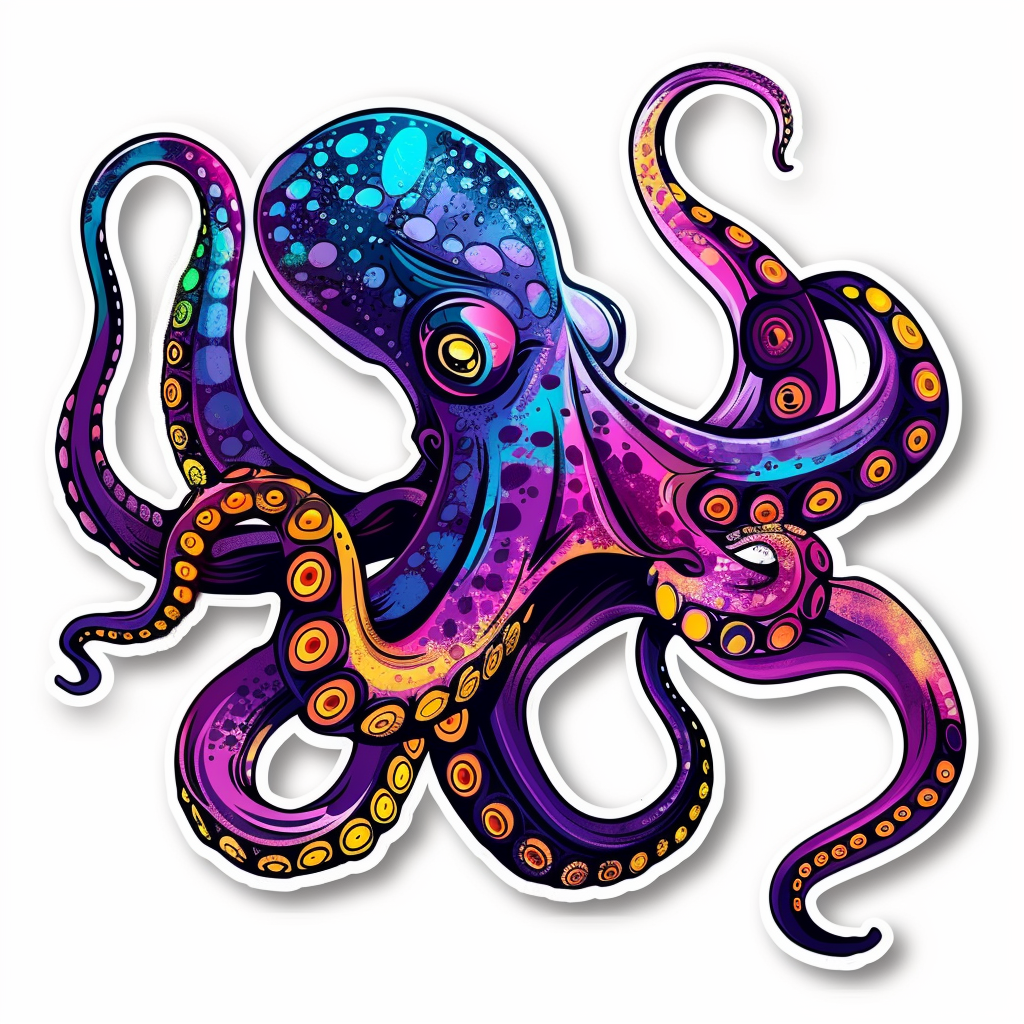 Octopus cyber punk majestic Expressive surreal Vinyl Decal Sticker for Car, Laptop, Tumbler and more # F015600