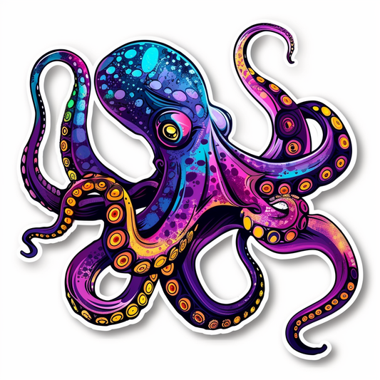 Octopus cyber punk majestic Expressive surreal Vinyl Decal Sticker for Car, Laptop, Tumbler and more # F015600