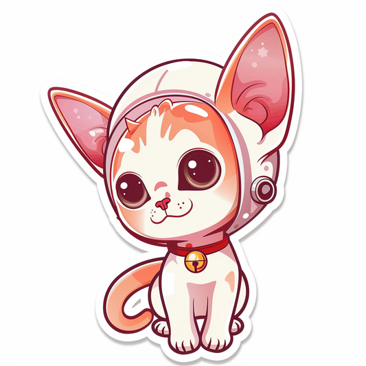 Adorable Cornish Rex Cat Expressive surreal Vinyl Decal Sticker for Car, Laptop, Tumbler and more # F021616-4" x 4"