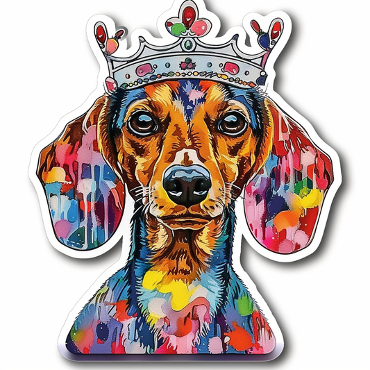 Dachshund Dog crowned Vinyl Decal Sticker for Car, Laptop, Tumbler and more # F013103