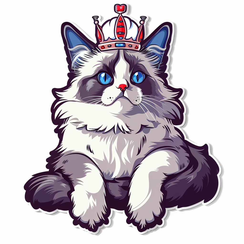 Ragdoll Cat crowned Vinyl Decal Sticker for Car, Laptop, Tumbler and more # F010268