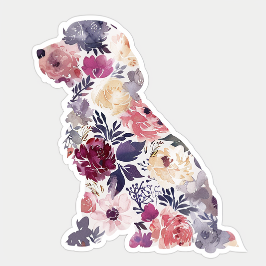 Cocker Spaniel Dog floral majestic Expressive surreal Vinyl Decal Sticker for Car, Laptop, Tumbler and more # F020083-4" x 4"