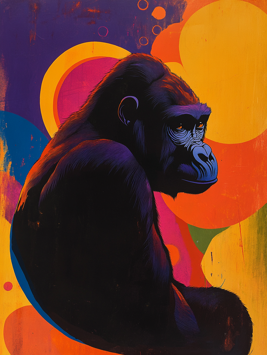 The silhouette of a gorilla with an abstract color Expressive surreal Poster # F024866