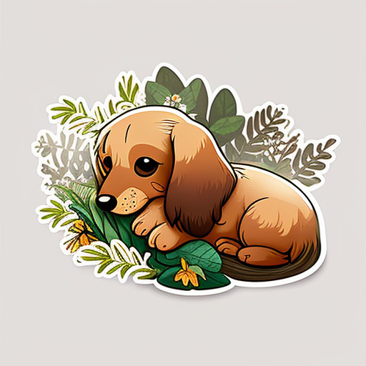 Cute kawaii Dachshund dog out in nature Vinyl Decal Sticker for Car, Laptop, Tumbler and more # F012758
