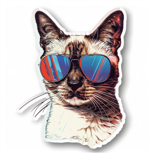 Burmese Cat wearing sunglasses Vinyl Decal Sticker for Car, Laptop, Tumbler and more # F010964
