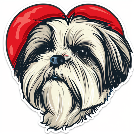 Adorable Shih Tzu Dog Expressive surreal Vinyl Decal Sticker for Car, Laptop, Tumbler and more # F018300