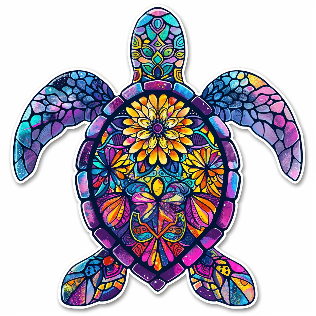 Sticker of a turtle majestic Expressive surreal Vinyl Decal Sticker for Car, Laptop, Tumbler and more # F022057
