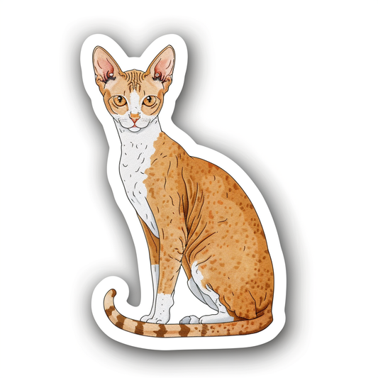 Adorable Cornish Rex Cat Expressive surreal Vinyl Decal Sticker for Car, Laptop, Tumbler and more # F021510-4" x 4"