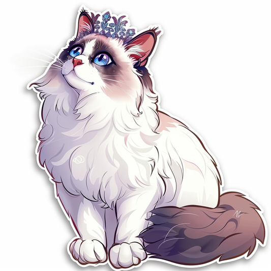 Ragdoll Cat crowned Vinyl Decal Sticker for Car, Laptop, Tumbler and more # F010205