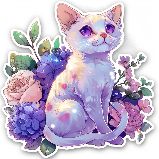 Adorable Cornish Rex Cat Expressive surreal Vinyl Decal Sticker for Car, Laptop, Tumbler and more # F021573-4" x 4"