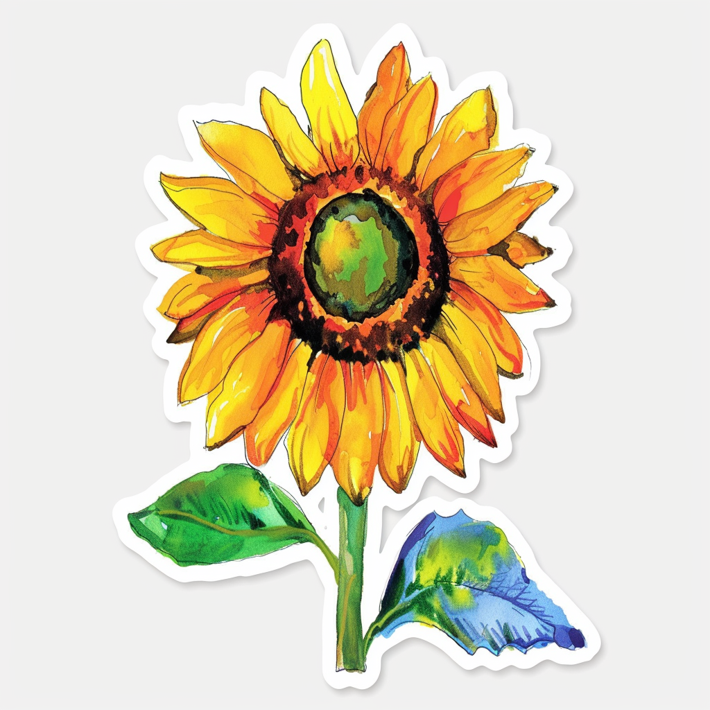 Sunflower flower majestic Expressive surreal Vinyl Decal Sticker for Car, Laptop, Tumbler and more # F023005