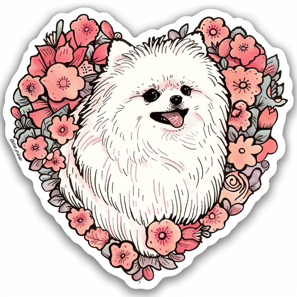 Sticker of a Pomeranian Dog majestic Expressive surreal Heartcore Vinyl Decal Sticker for Car, Laptop, Tumbler and more # F014119