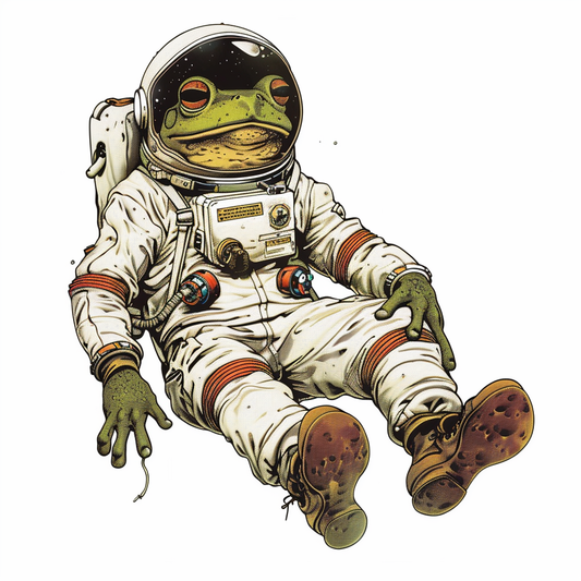Sticker of a Frog astronaut majestic Expressive surreal Vinyl Decal Sticker for Car, Laptop, Tumbler and more # F016789
