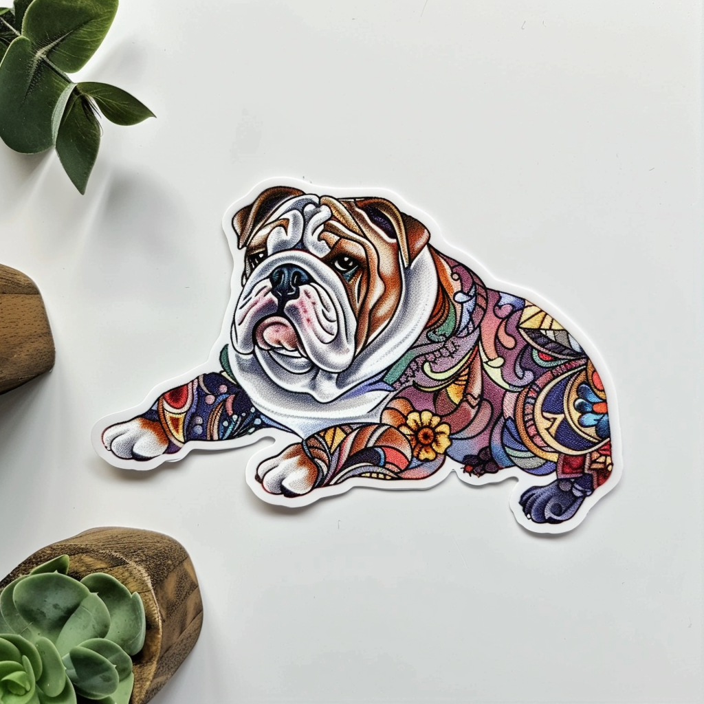 Bulldog Dog majestic Expressive surreal Vinyl Decal Sticker for Car, Laptop, Tumbler and more # F017656