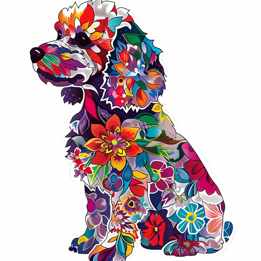 Poodle Dog floral Vinyl Decal Sticker for Car, Laptop, Tumbler and more # F012556