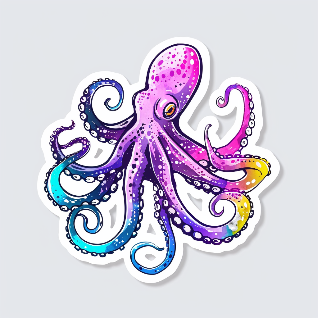Sticker of a Octopus heartcore majestic Expressive surreal Vinyl Decal Sticker for Car, Laptop, Tumbler and more # F015528
