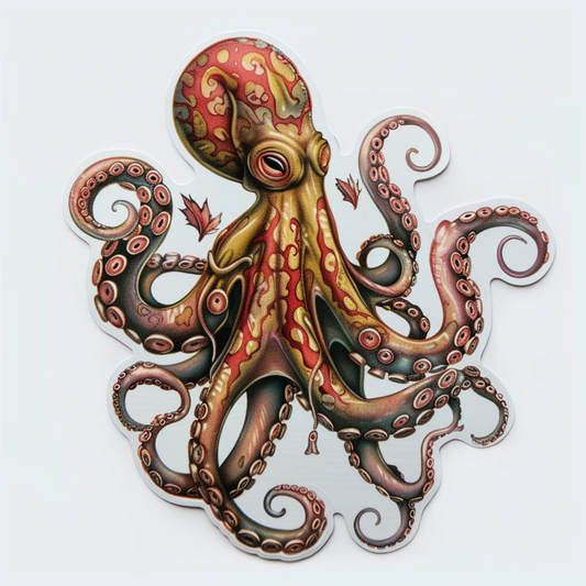 Sticker of a Octopus heartcore majestic Expressive surreal Vinyl Decal Sticker for Car, Laptop, Tumbler and more # F015765