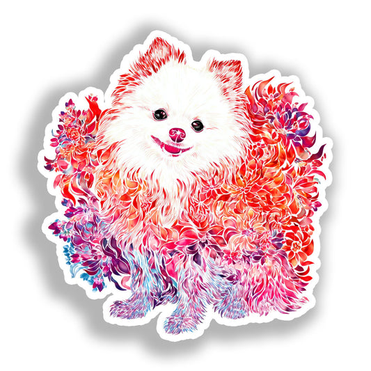 Pomeranian Dog Vinyl Decal Sticker for Car, Laptop, Tumbler and more # A017396-4" x 4"