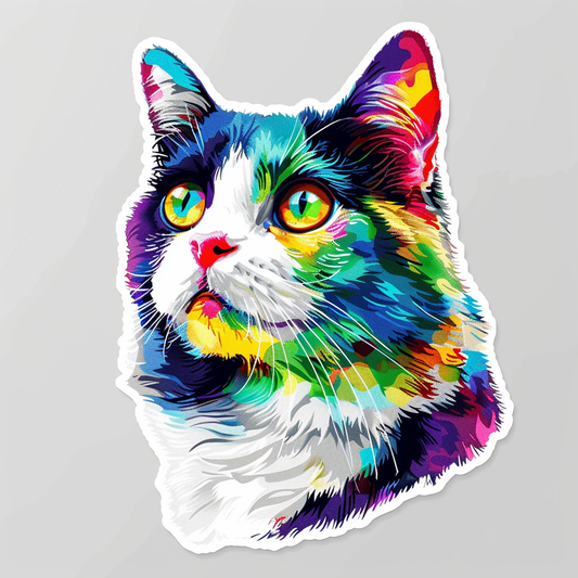 American Shorthair Cat majestic Expressive surreal Vinyl Decal Sticker for Car, Laptop, Tumbler and more # F019846-4" x 4"
