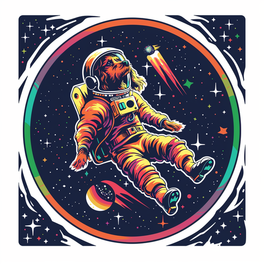 Cocker Spaniel Dog astronaut majestic Expressive surreal Vinyl Decal Sticker for Car, Laptop, Tumbler and more # F020242-4" x 4"