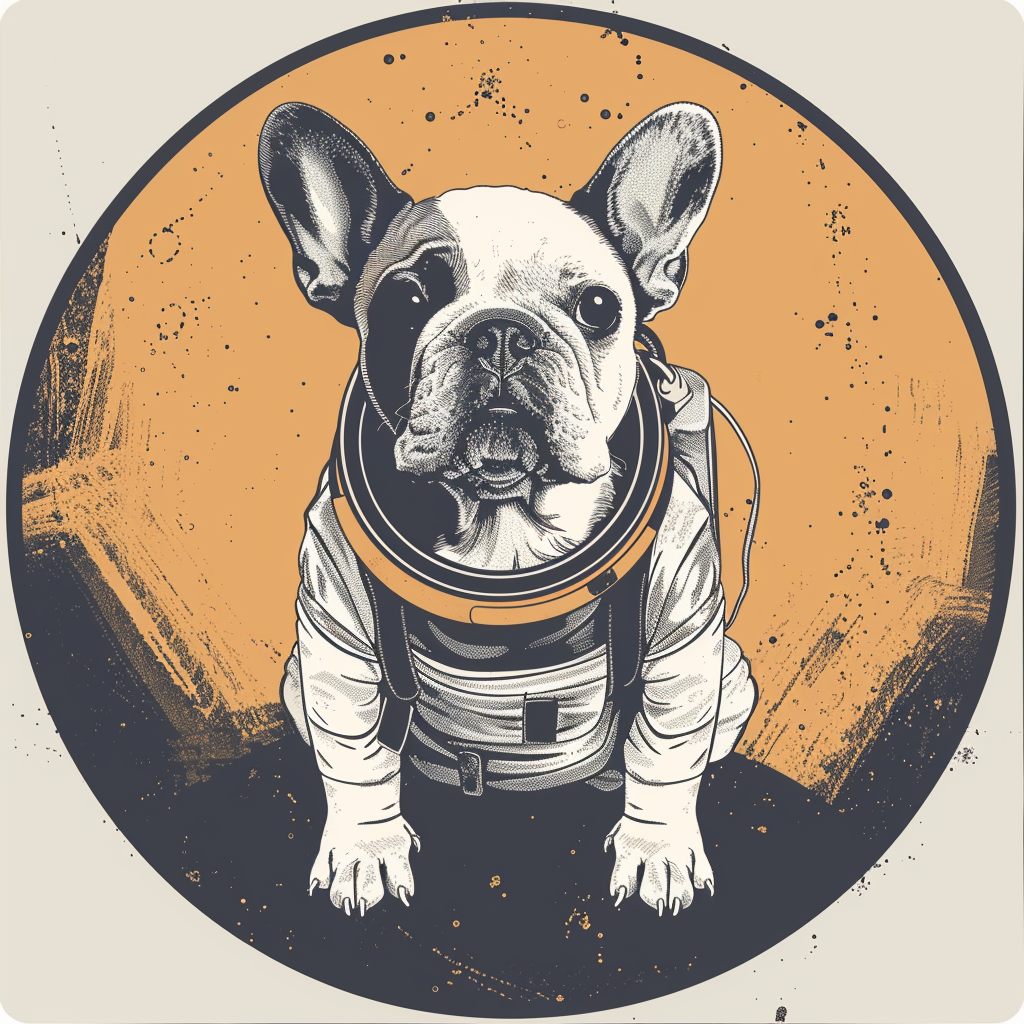 Sticker of a Bulldog Dog astronaut majestic Expressive surreal Vinyl Decal Sticker for Car, Laptop, Tumbler and more # F017295