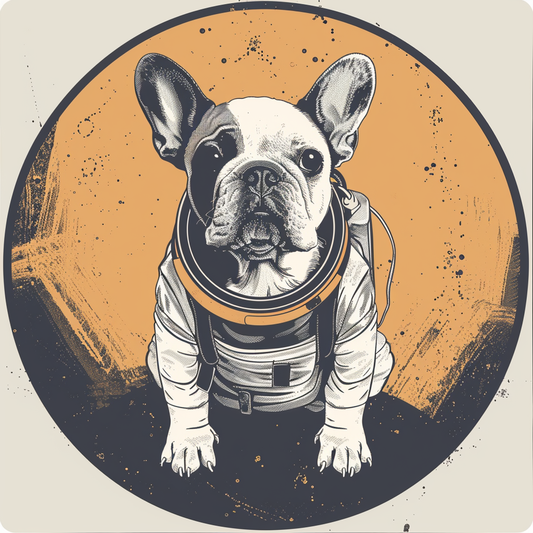 Sticker of a Bulldog Dog astronaut majestic Expressive surreal Vinyl Decal Sticker for Car, Laptop, Tumbler and more # F017295