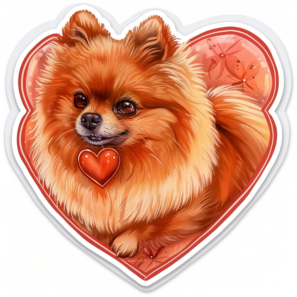 Sticker of a Pomeranian Dog majestic Expressive surreal Heartcore Vinyl Decal Sticker for Car, Laptop, Tumbler and more # F014116