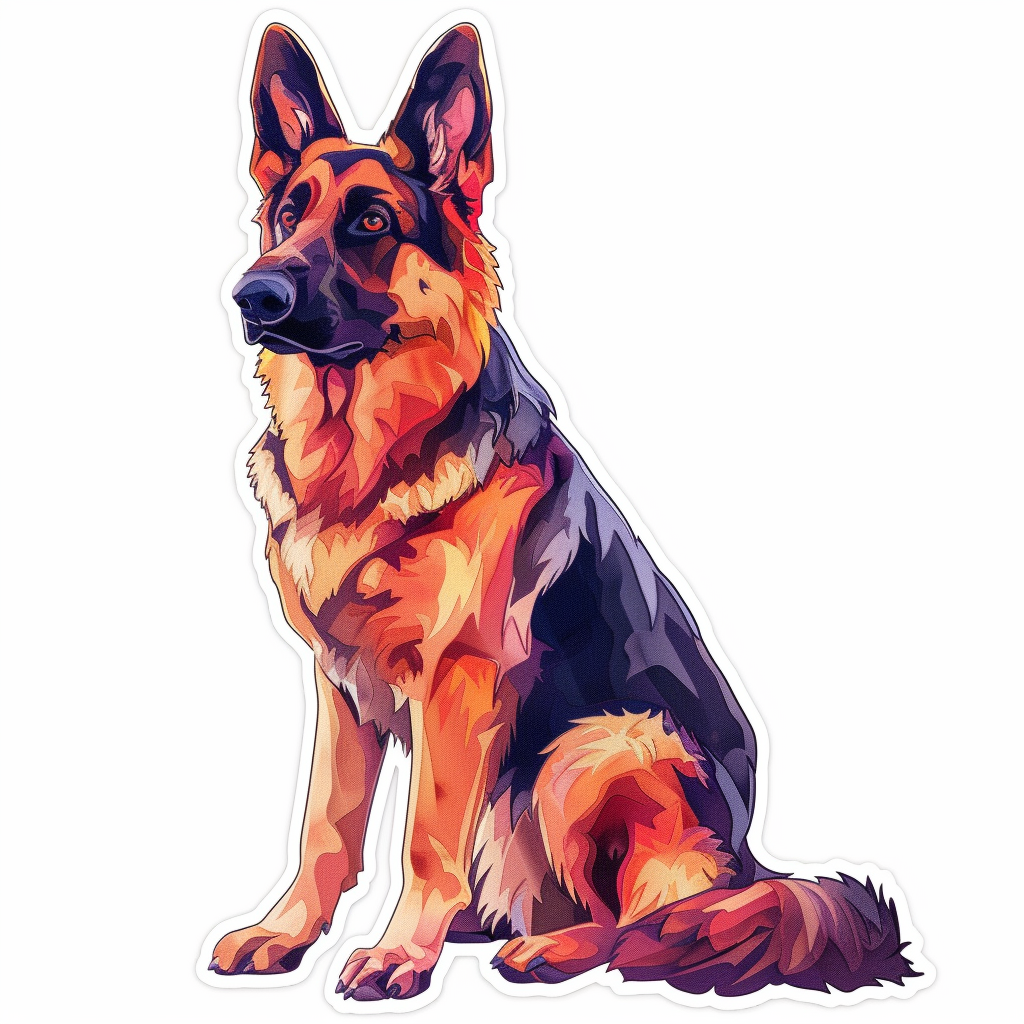 German Shepherd Dog cartoon Vinyl Decal Sticker for Car, Laptop, Tumbler and more # F011569