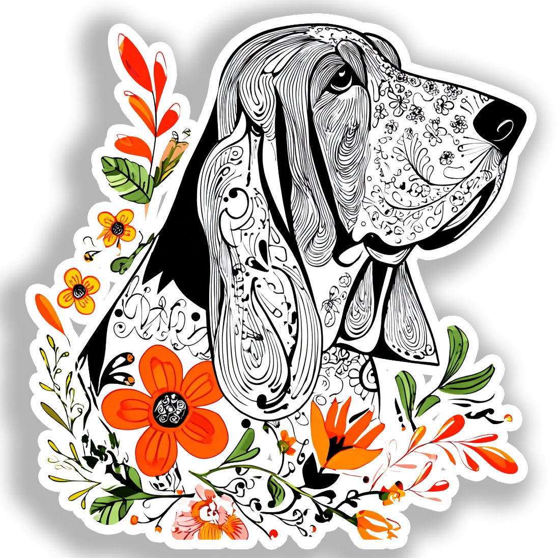 Basset Hound Dog Vinyl Decal Sticker for Car, Laptop, Tumbler and more # A018695-4" x 4"