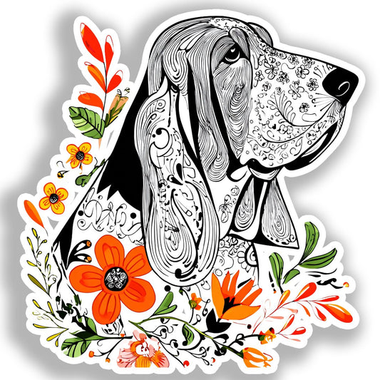 Basset Hound Dog Vinyl Decal Sticker for Car, Laptop, Tumbler and more # A018695-4" x 4"