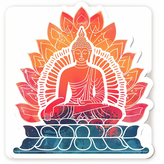 Buddha cartoon majestic Expressive surreal Vinyl Decal Sticker for Car, Laptop, Tumbler and more # F016968