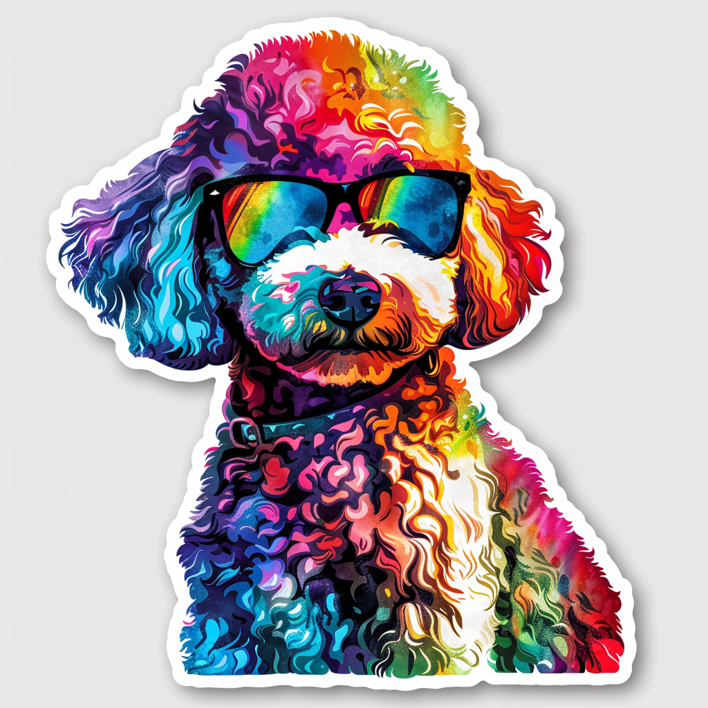 Poodle Dog wearing sunglasses Vinyl Decal Sticker for Car, Laptop, Tumbler and more # F012461