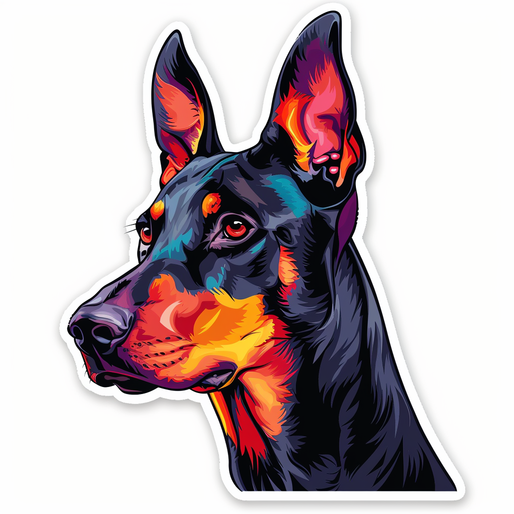Sticker of a Doberman Pinscher Dog majestic Expressive surreal Vinyl Decal Sticker for Car, Laptop, Tumbler and more # F019234