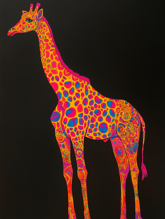 the silhouette of a giraffe with an abstract color Expressive surreal Poster # F024867