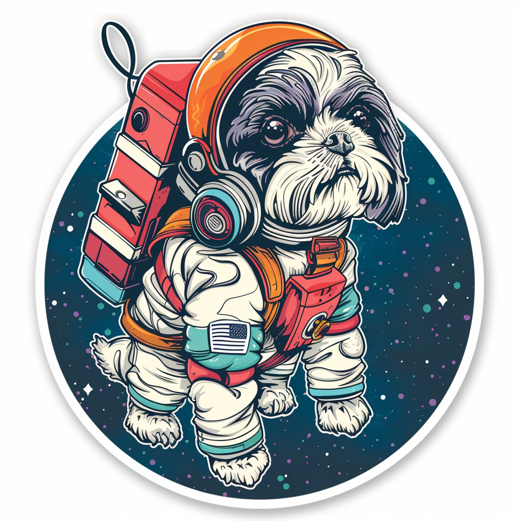 Adorable Shih Tzu Dog Expressive surreal Vinyl Decal Sticker for Car, Laptop, Tumbler and more # F018454