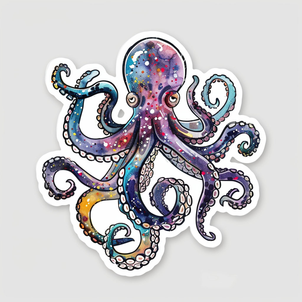 Sticker of an Octopus astronaut majestic Expressive surreal Vinyl Decal Sticker for Car, Laptop, Tumbler and more # F015663