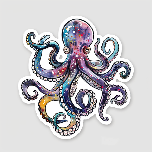Sticker of an Octopus astronaut majestic Expressive surreal Vinyl Decal Sticker for Car, Laptop, Tumbler and more # F015663